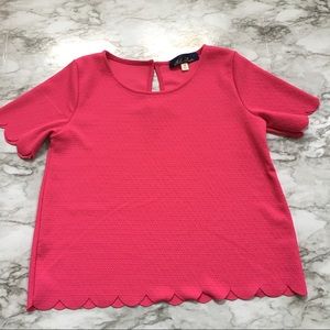 Blue Rain | Scallop Pink Blouse